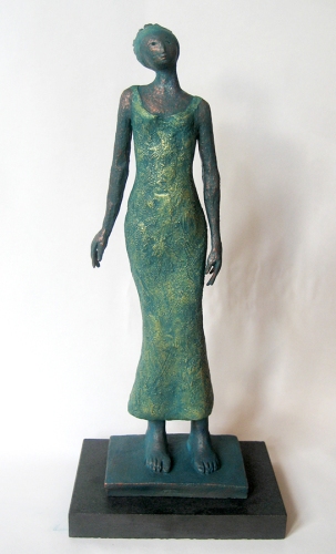 Woman sculpture in green dress